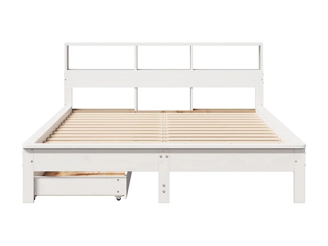 Cama com estante sem colchão 135x190 cm pinho maciço branco