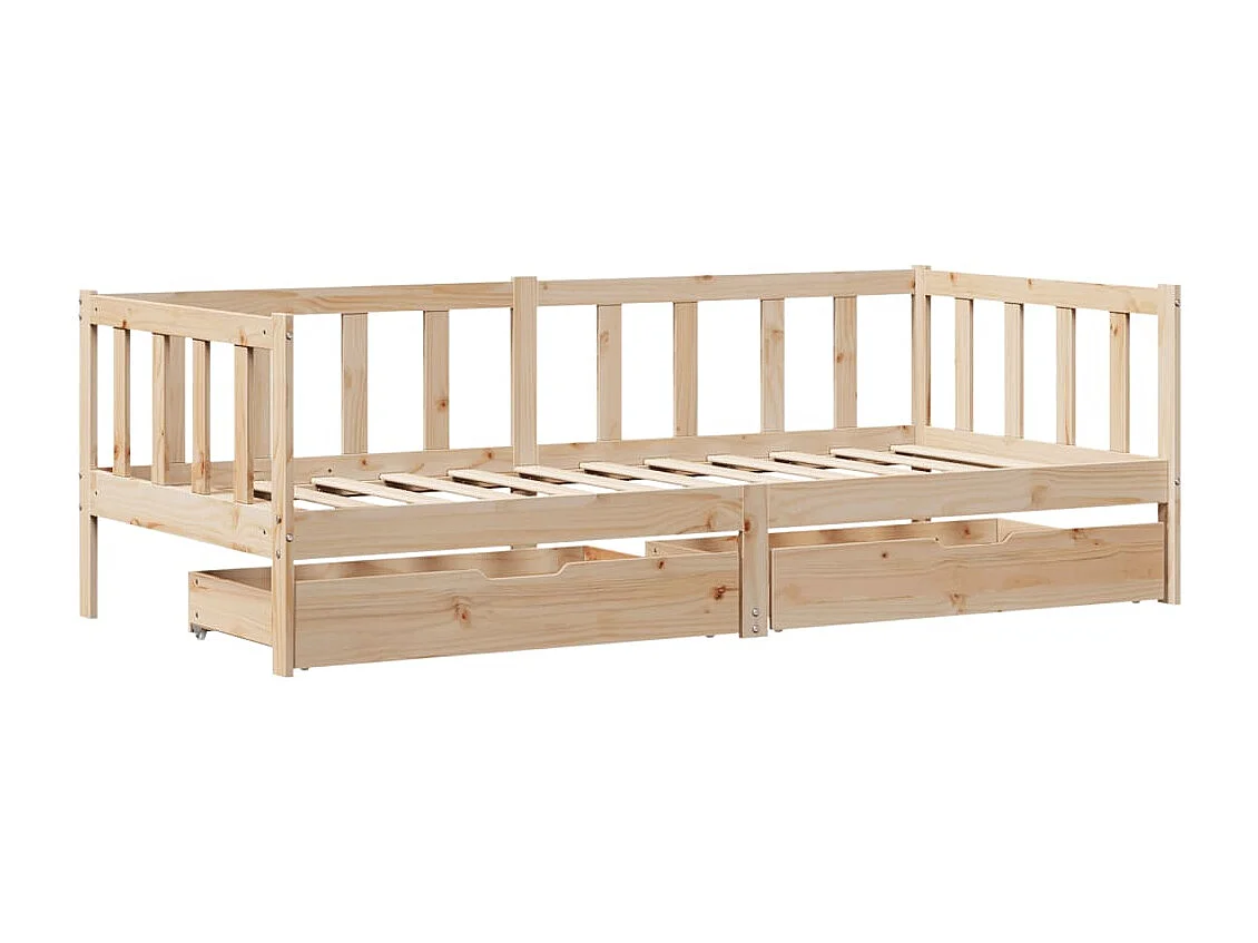 Slaapbank met lades 90x200 cm massief grenenhout