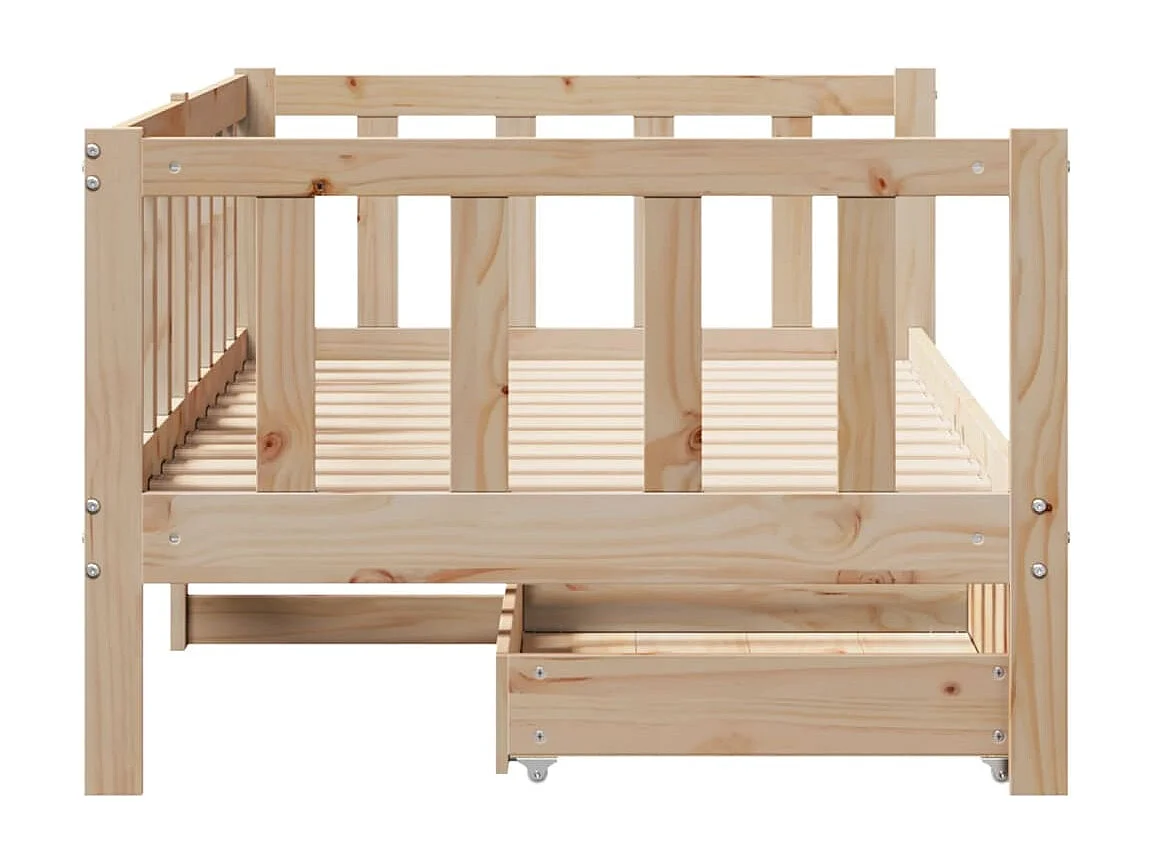 Slaapbank met lades 90x200 cm massief grenenhout