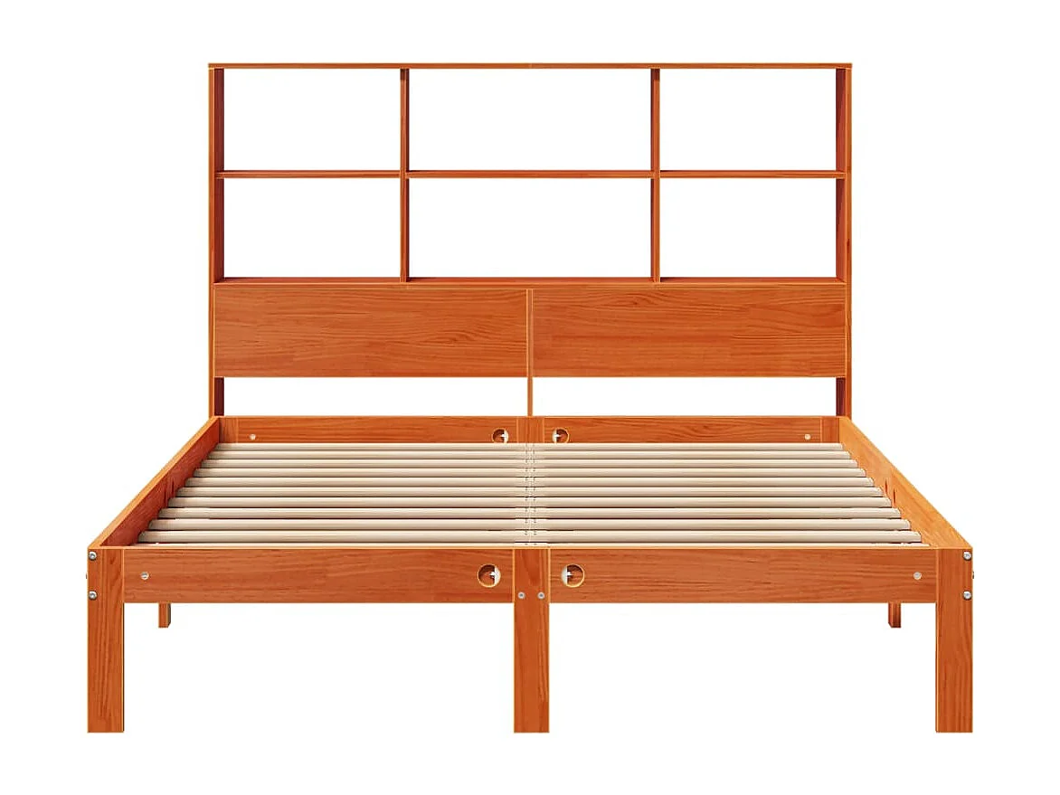 Cama c/ estante sem colchão 120x190cm pinho maciço castanho-mel