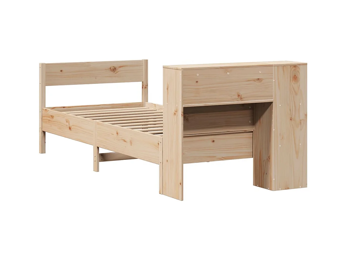 Bed met boekenkastukkenzonder matras massief grenenhout 100x200 cm