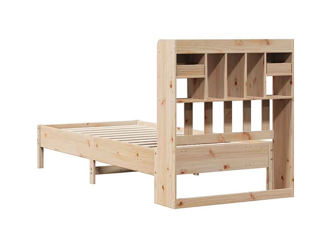 Bed met boekenkastukkenzonder matras massief grenenhout 75x190 cm