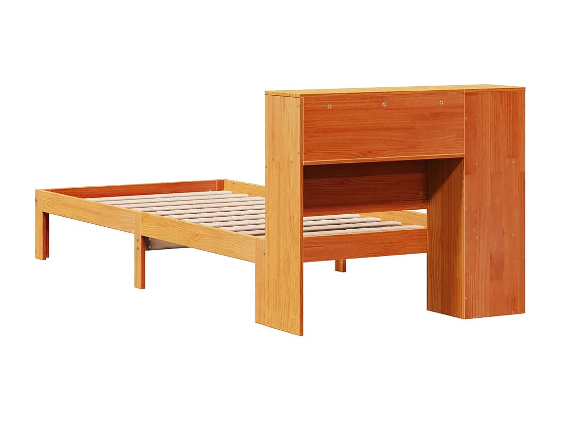 Bed met boekenkastukkenzonder matras grenenhout wasbruin 100x200 cm