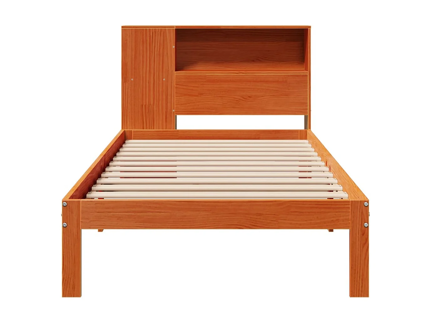 Cama c/ estante sem colchão 100x200cm pinho maciço castanho-mel