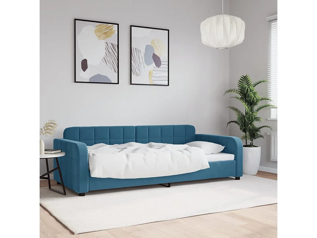 Slaapbank 90x200 cm fluweel blauw