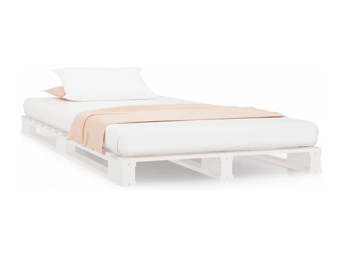 Palletbed massief grenenhout wit 90x200 cm