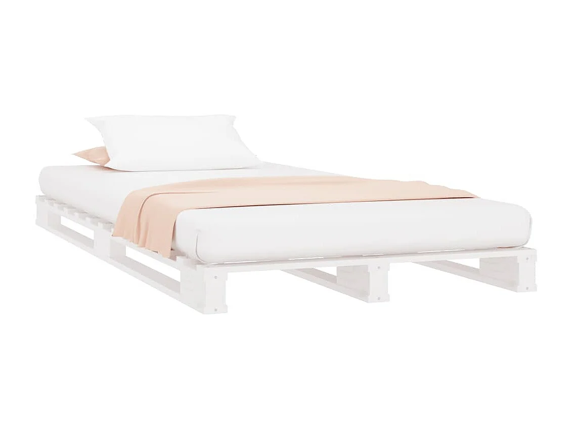 Cama de palets madera maciza de pino blanco 90x200 cm