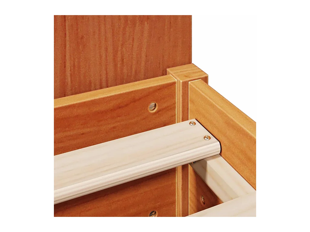 Bed met boekenkast zonder matras grenenhout wasbruin 135x190 cm