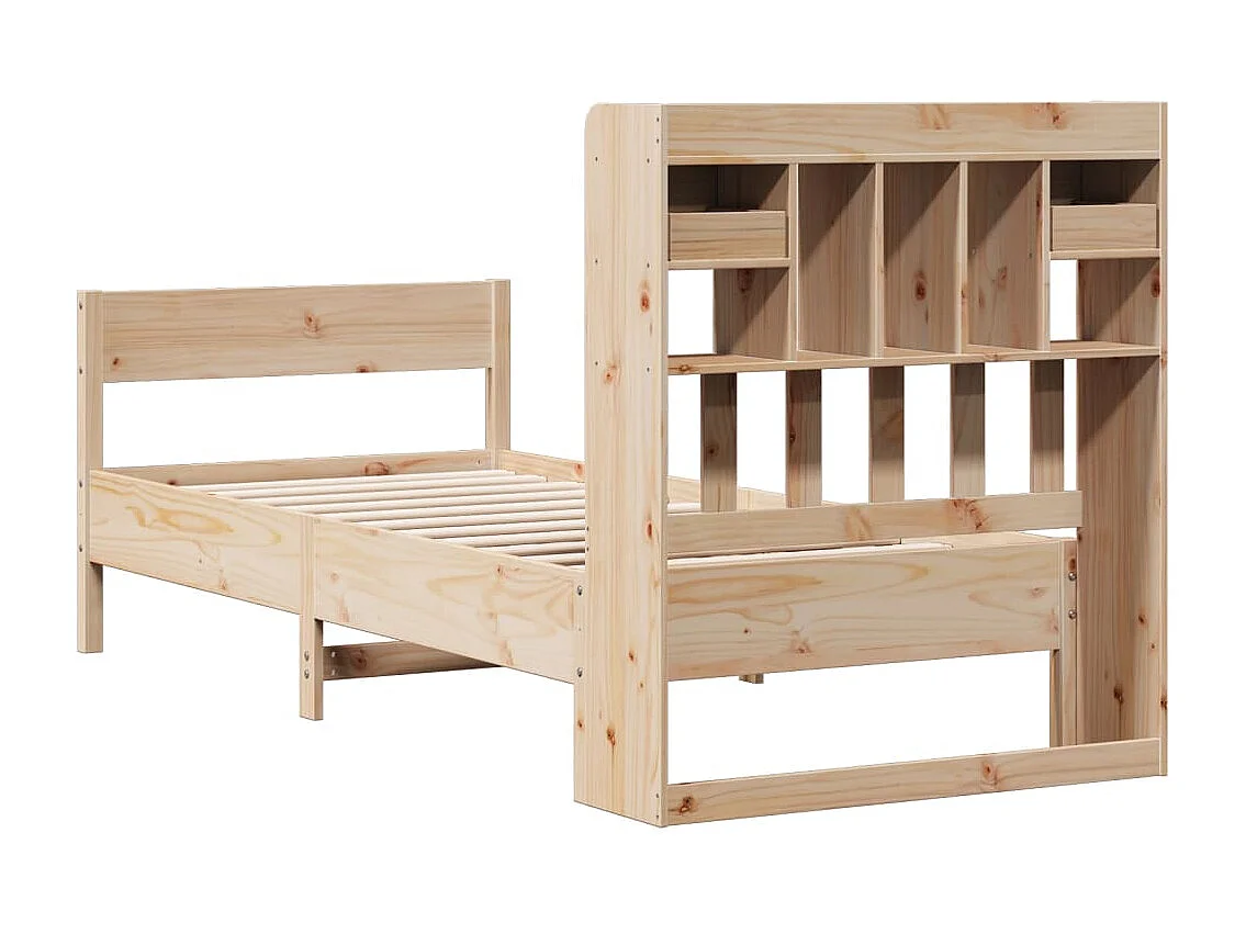 Cama con estantería sin colchón madera maciza de pino 90x190 cm