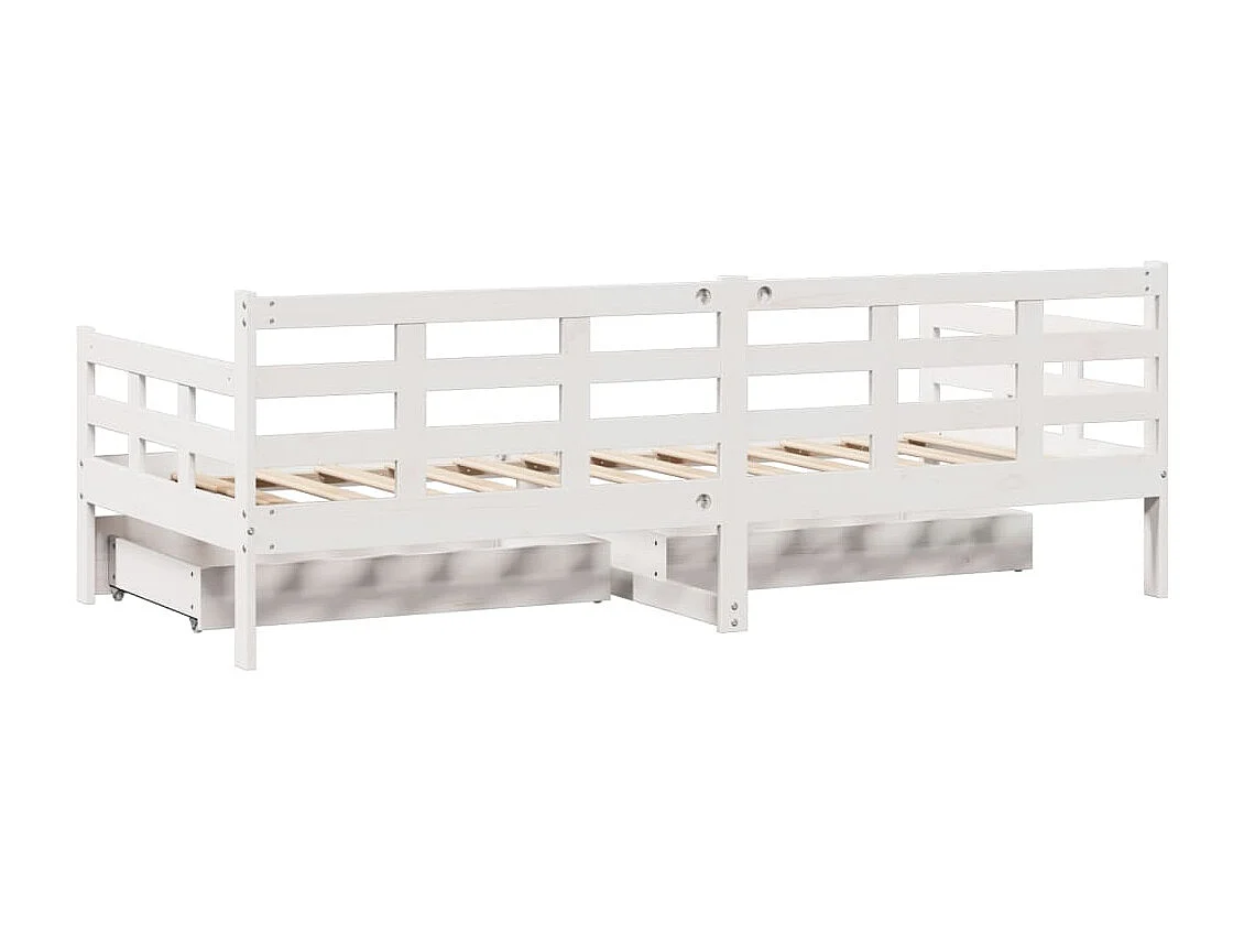 Slaapbank met lades 90x200 cm massief grenenhout wit