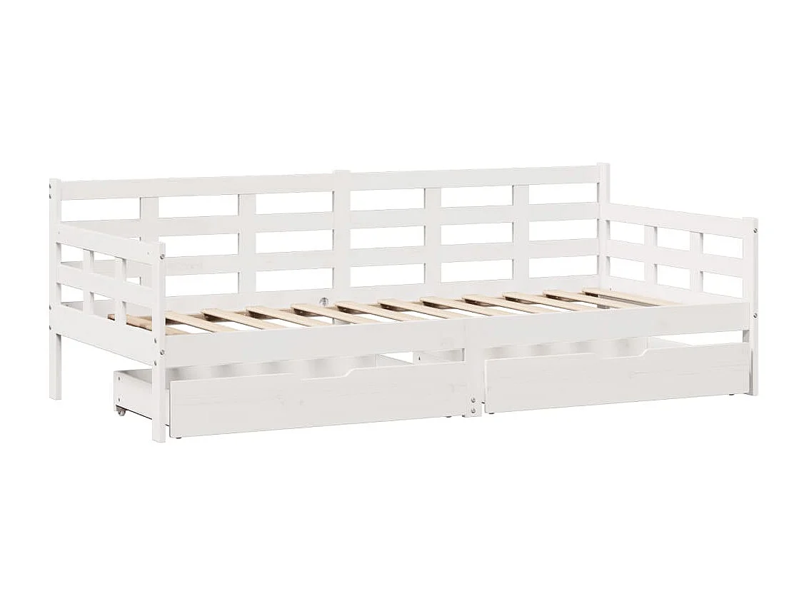Sofá-cama c/ gavetas 90x200cm madeira de pinho maciça branco
