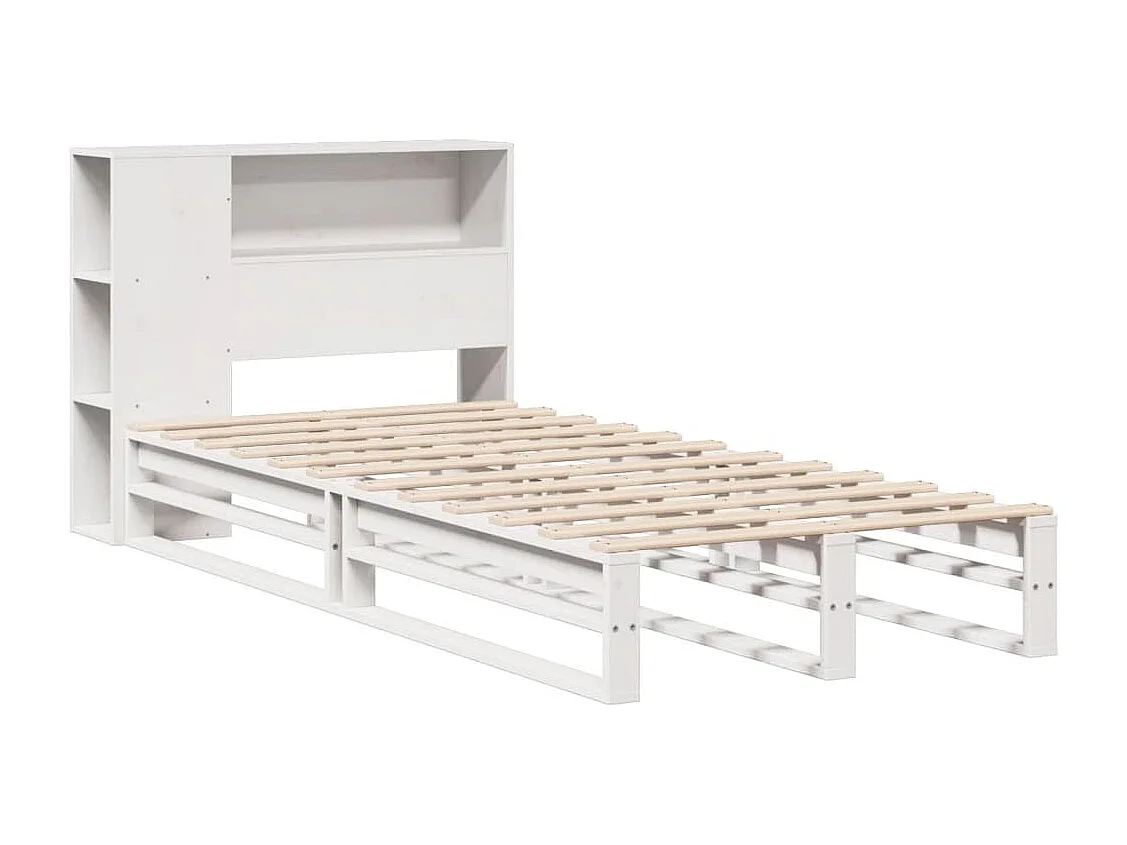 Bed met boekenkastukkenzonder matras massief hout wit 75x190 cm