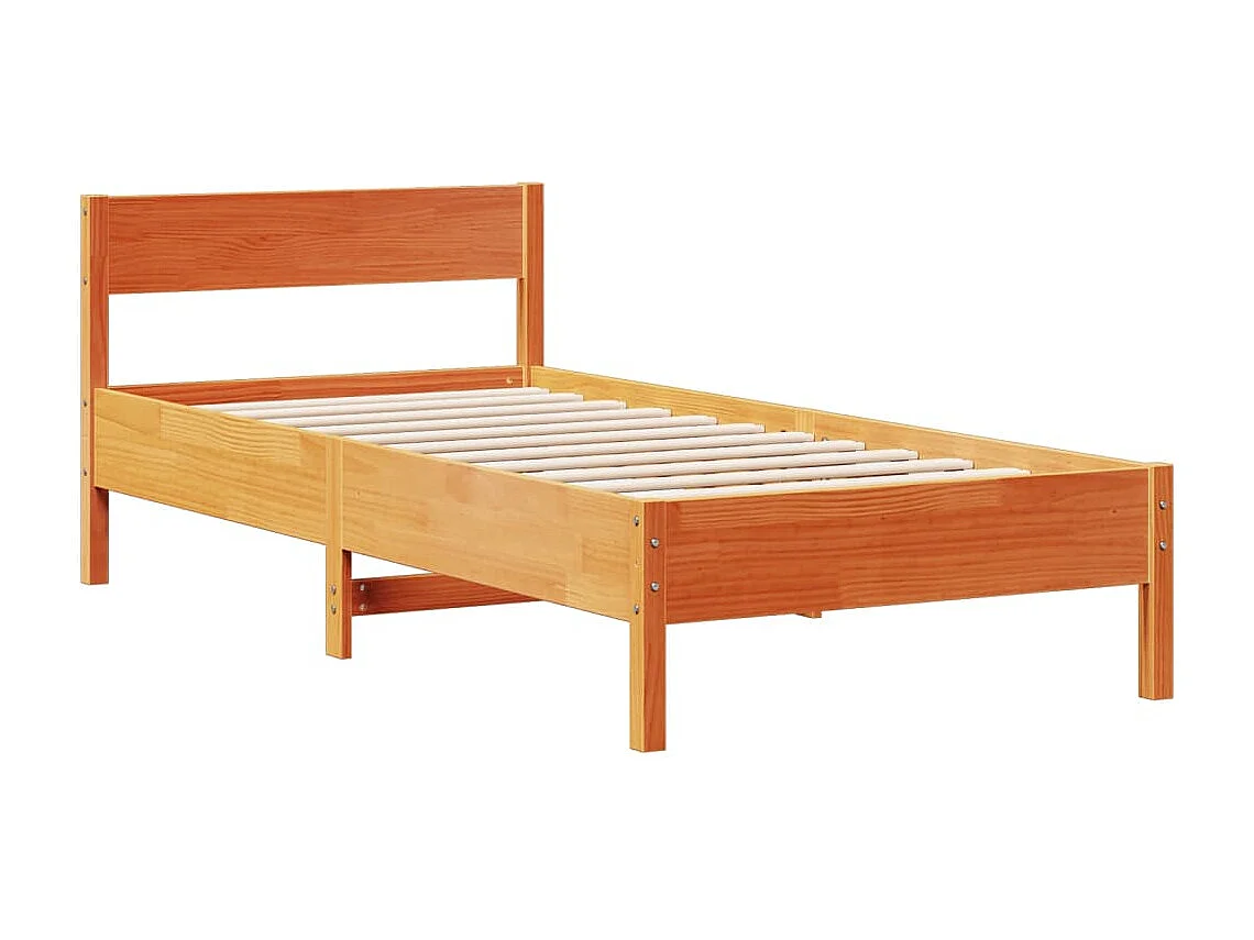 Cama com estante sem colchão 75x190cm pinho maciço castanho-mel