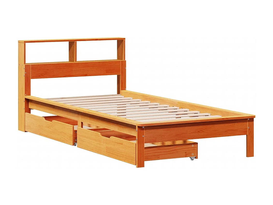 Cama con estantería sin colchón madera maciza marrón 100x200 cm