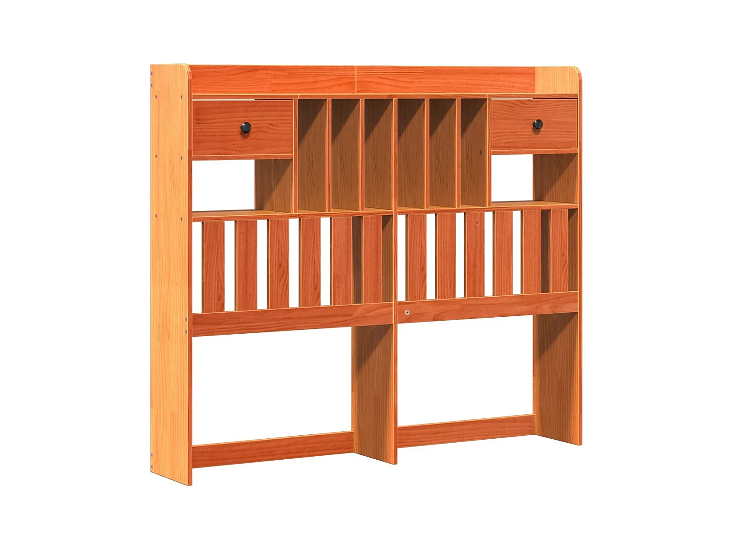 Cama con estantería sin colchón madera maciza marrón 135x190cm