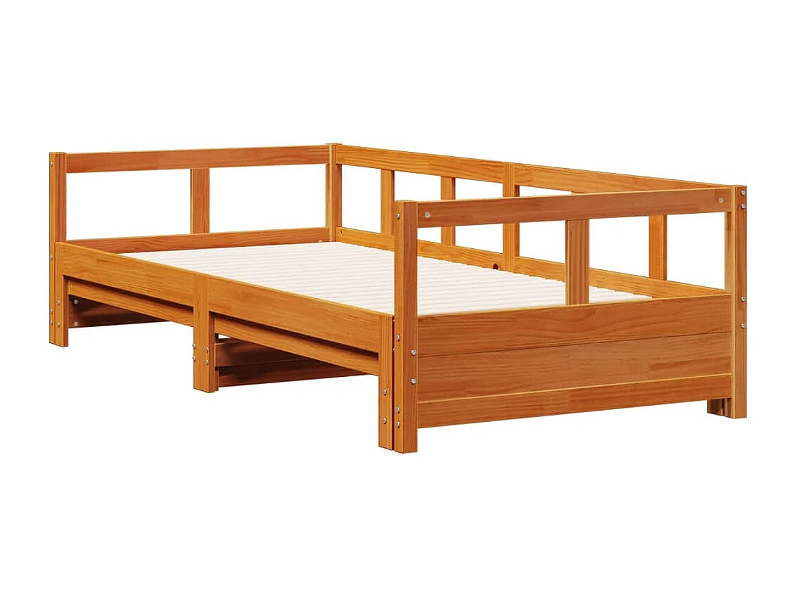 Slaapbank zonder matras 90x200 cm massief grenenhout wasbruin