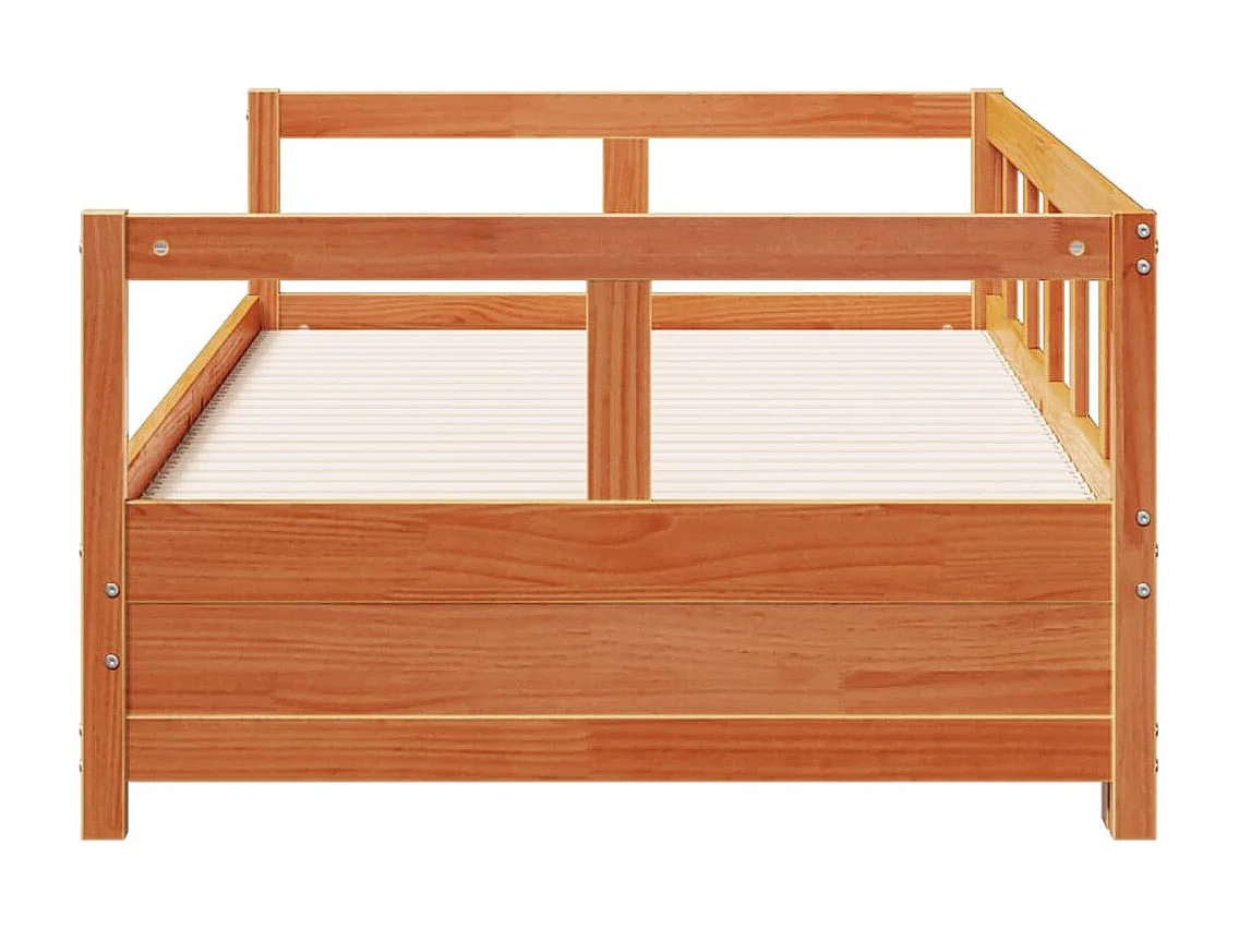Sofá cama sin colchón madera maciza pino marrón cera 90x200 cm