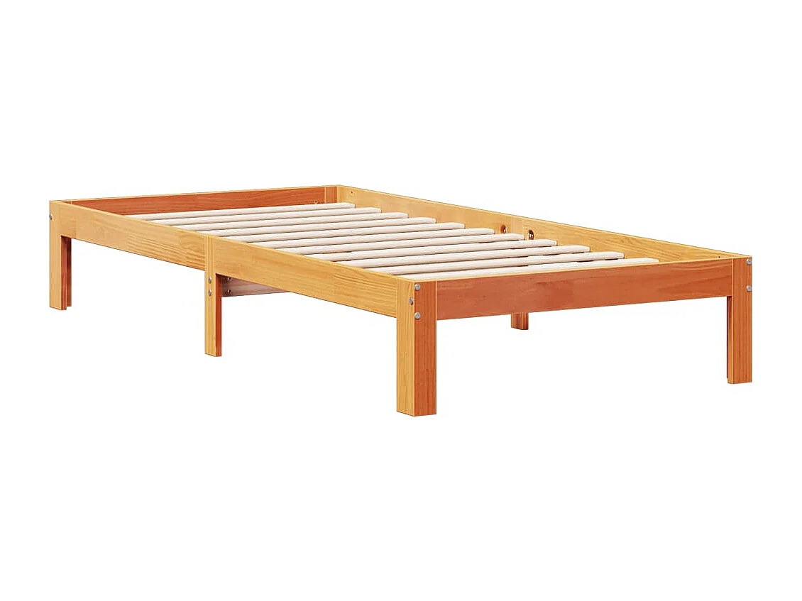 Bed met boekenkastukkenzonder matras grenenhout wasbruin 90x200 cm