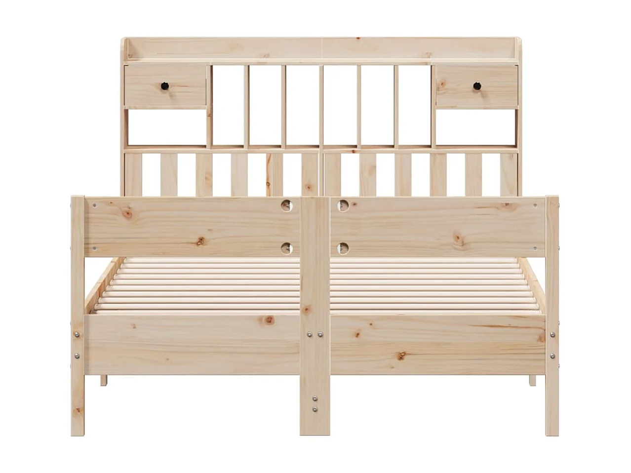 Bed met boekenkast zonder matras massief grenenhout 140x190 cm