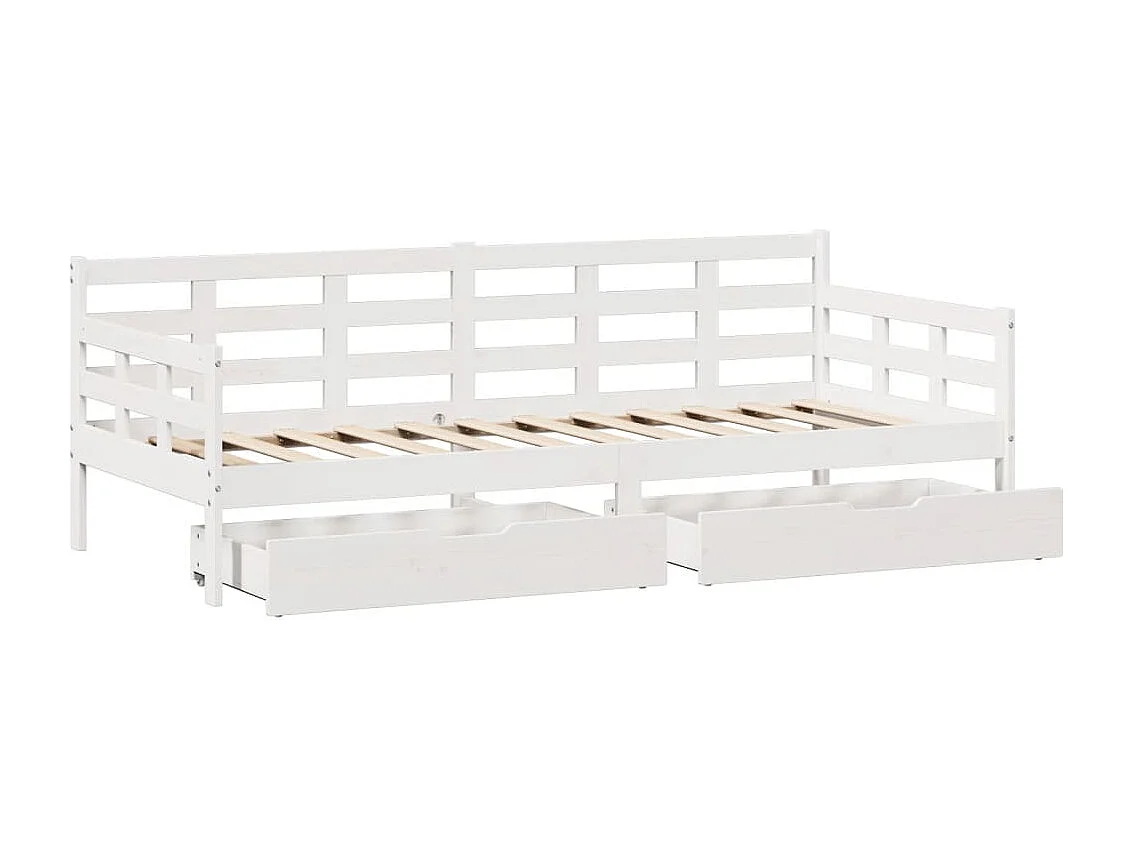 Sofá-cama c/ gavetas 90x190 cm madeira de pinho maciça branco