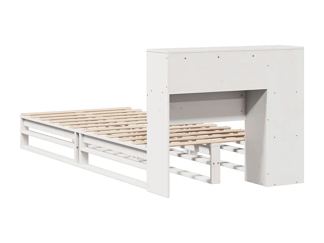 Bed met boekenkastukkenzonder matras massief hout wit 100x200 cm