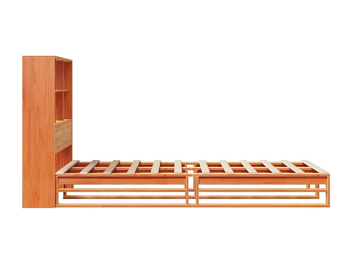 Bed met boekenkastukkenzonder matras hout wasbruin 100x200 cm