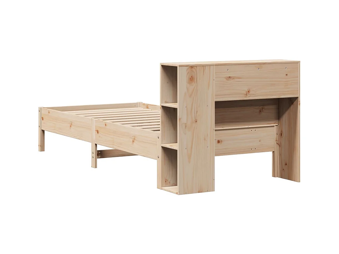 Bed met boekenkastukkenzonder matras massief grenenhout 100x200 cm