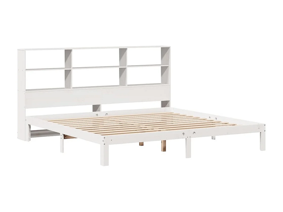 Cama com estante sem colchão 180x200 cm pinho maciço branco