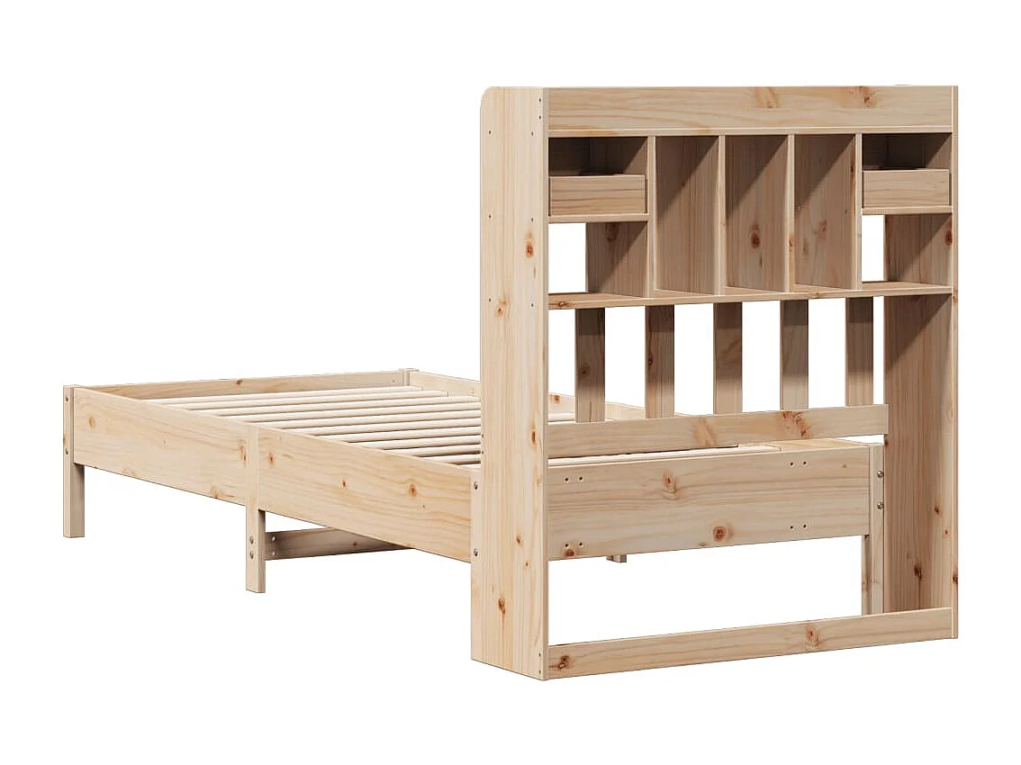 Cama con estantería sin colchón madera maciza de pino 90x200 cm