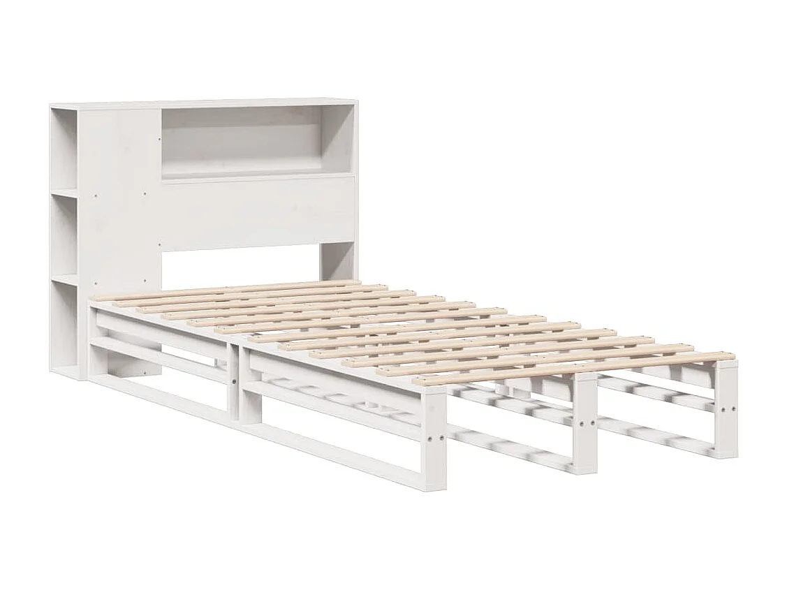 Cama com estante sem colchão 90x200 cm madeira maciça branco