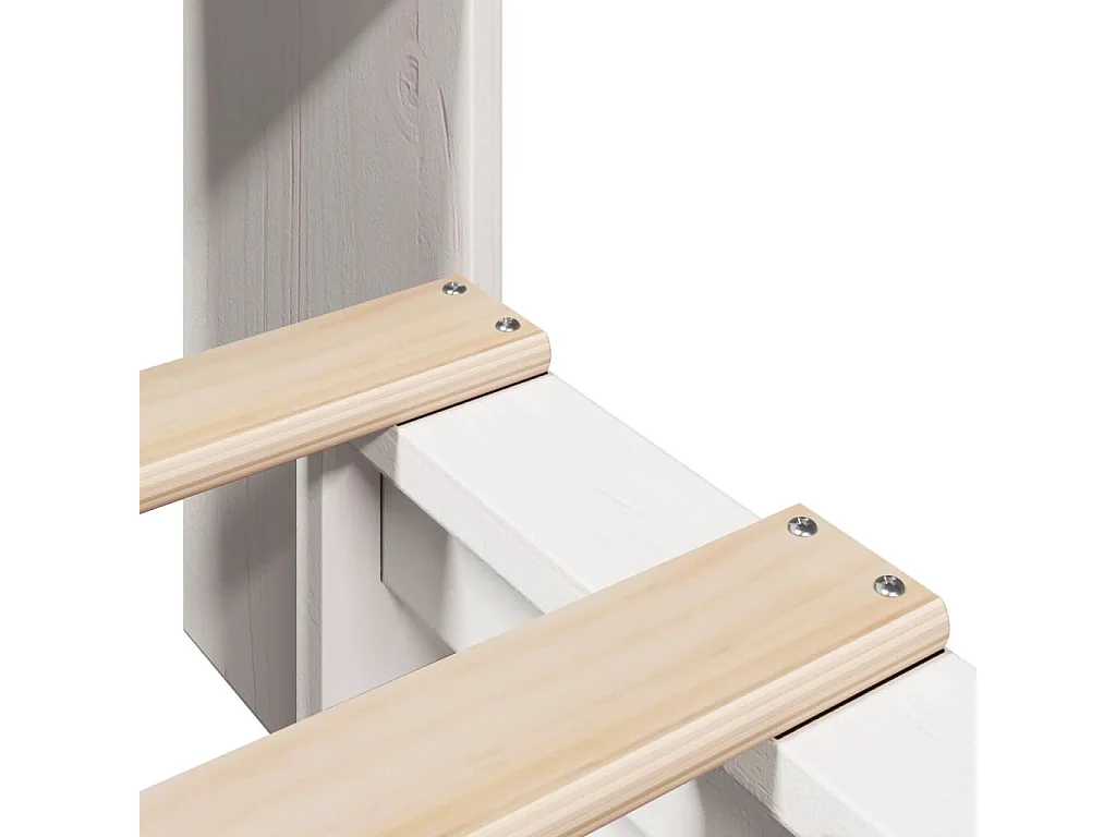 Cama con estantería sin colchón madera maciza blanca 90x200 cm