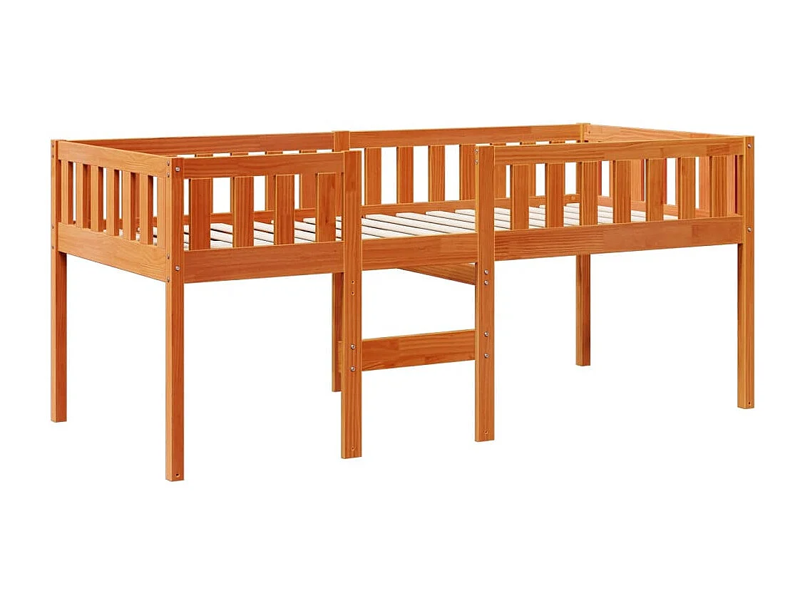 Cama para niños sin colchón madera maciza pino marrón 90x200 cm