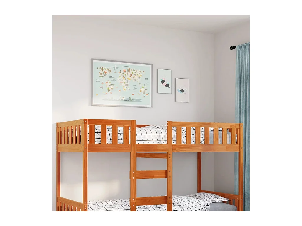 Cama para niños sin colchón madera maciza pino marrón 90x200 cm