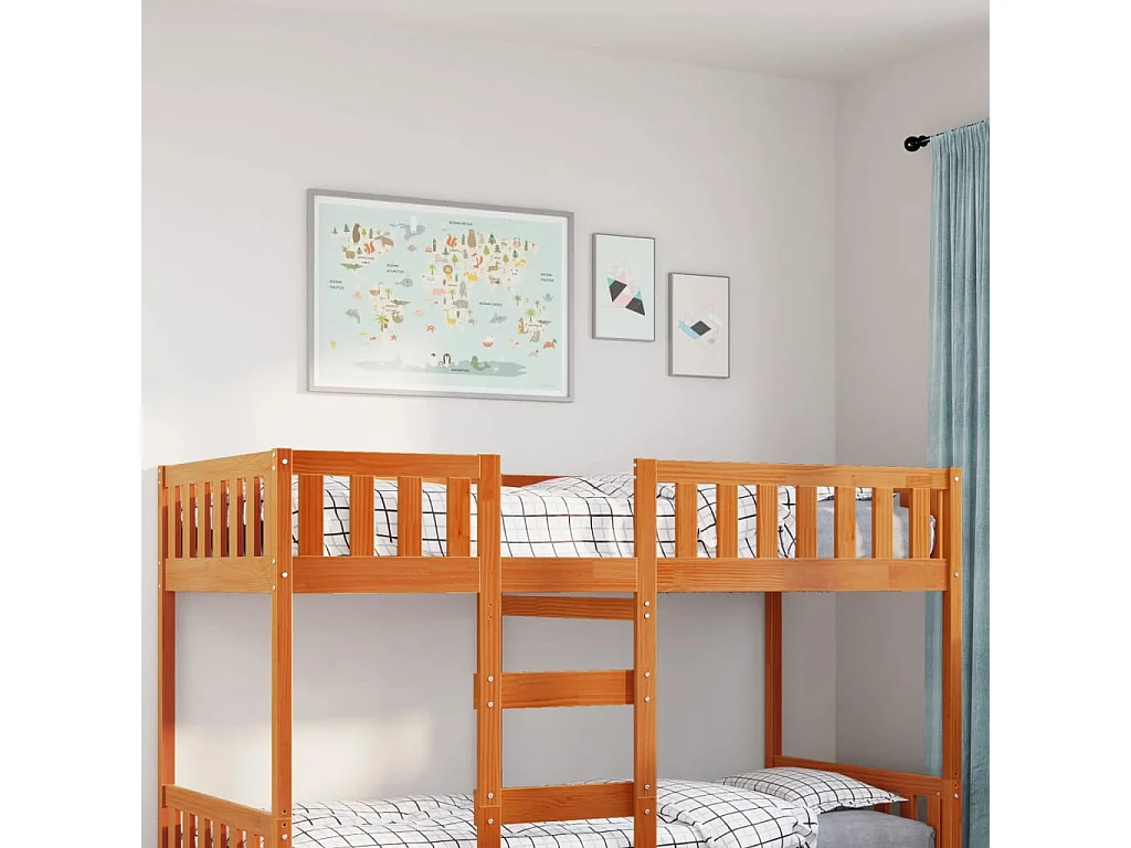 Cama para niños sin colchón madera maciza pino marrón 90x200 cm