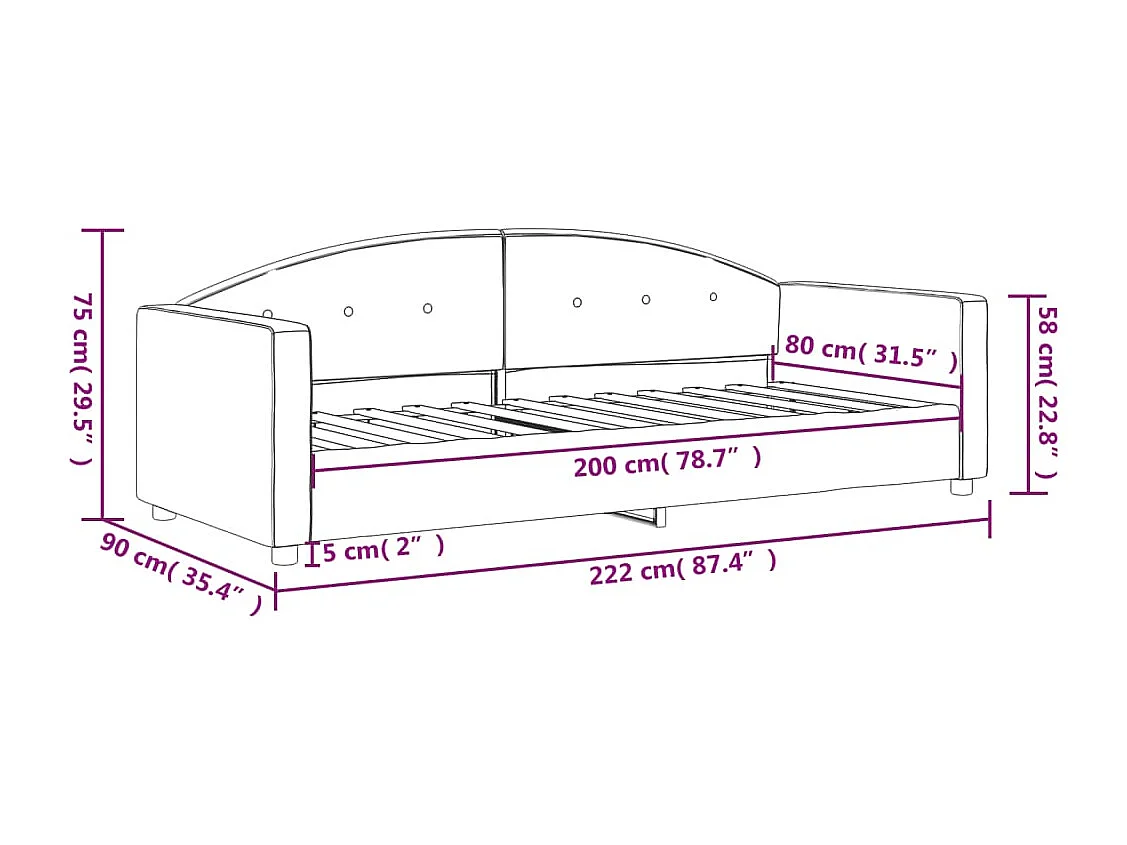 Slaapbank 80x200 cm fluweel lichtgrijs