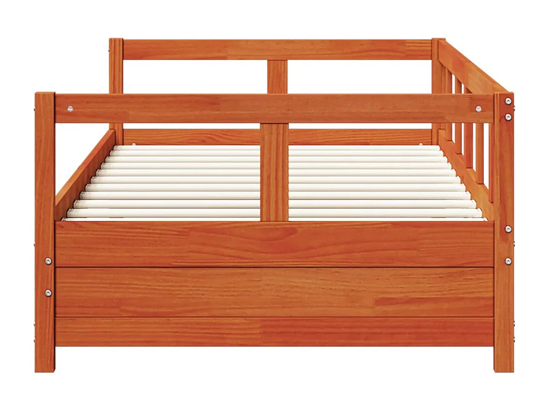 Sofá cama de madera maciza de pino marrón cera 90x190 cm