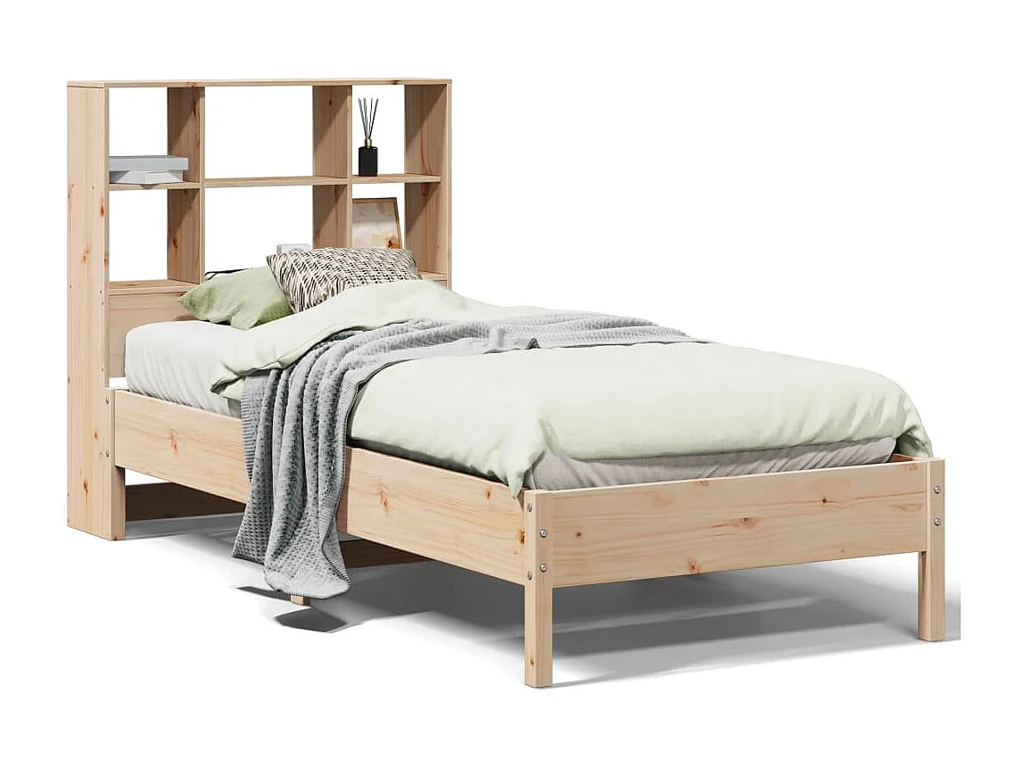 Bed met boekenkastukkenzonder matras massief grenenhout 100x200 cm