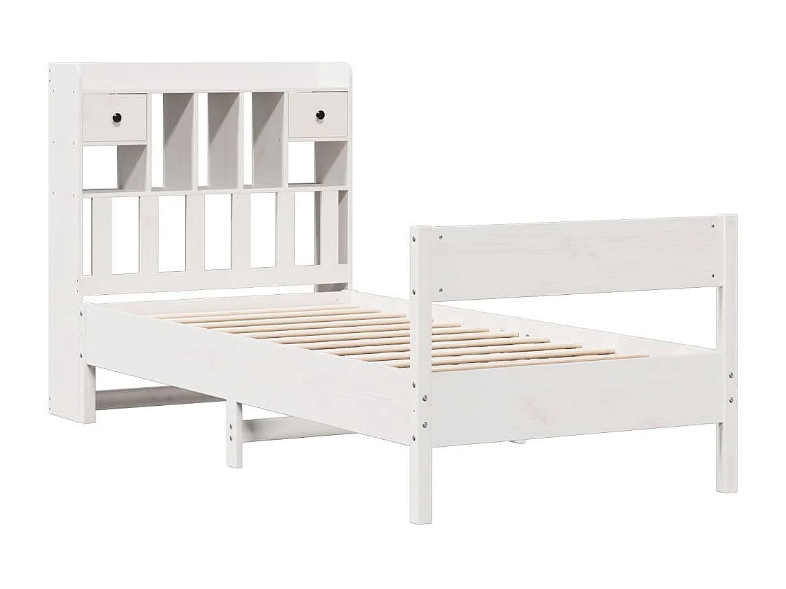 Bed met boekenkastukkenzonder matras grenenhout wit 90x200 cm