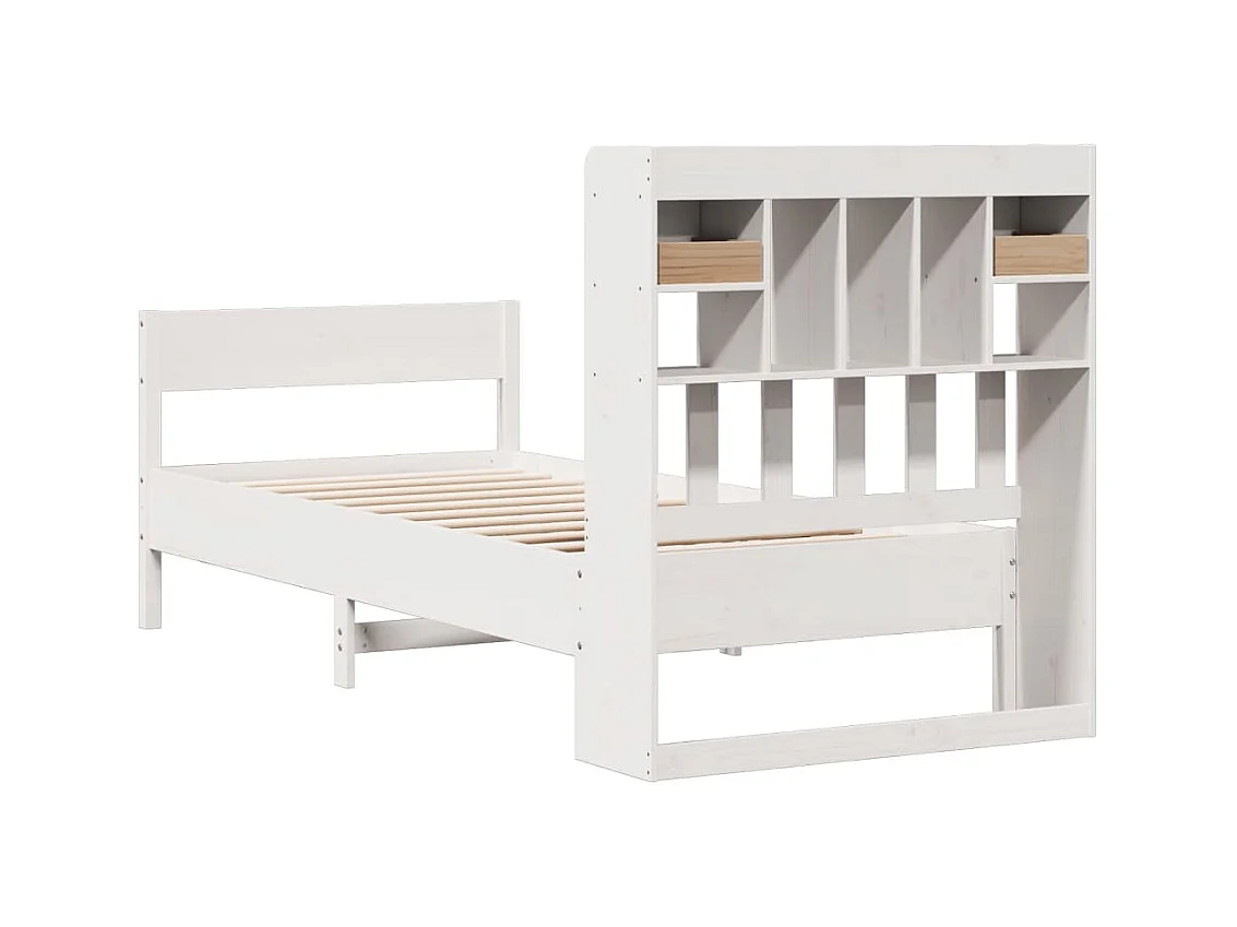 Bed met boekenkastukkenzonder matras grenenhout wit 90x200 cm