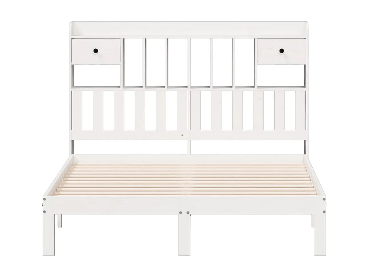 Bed met boekenkastukkenzonder matras grenenhout wit 160x200 cm