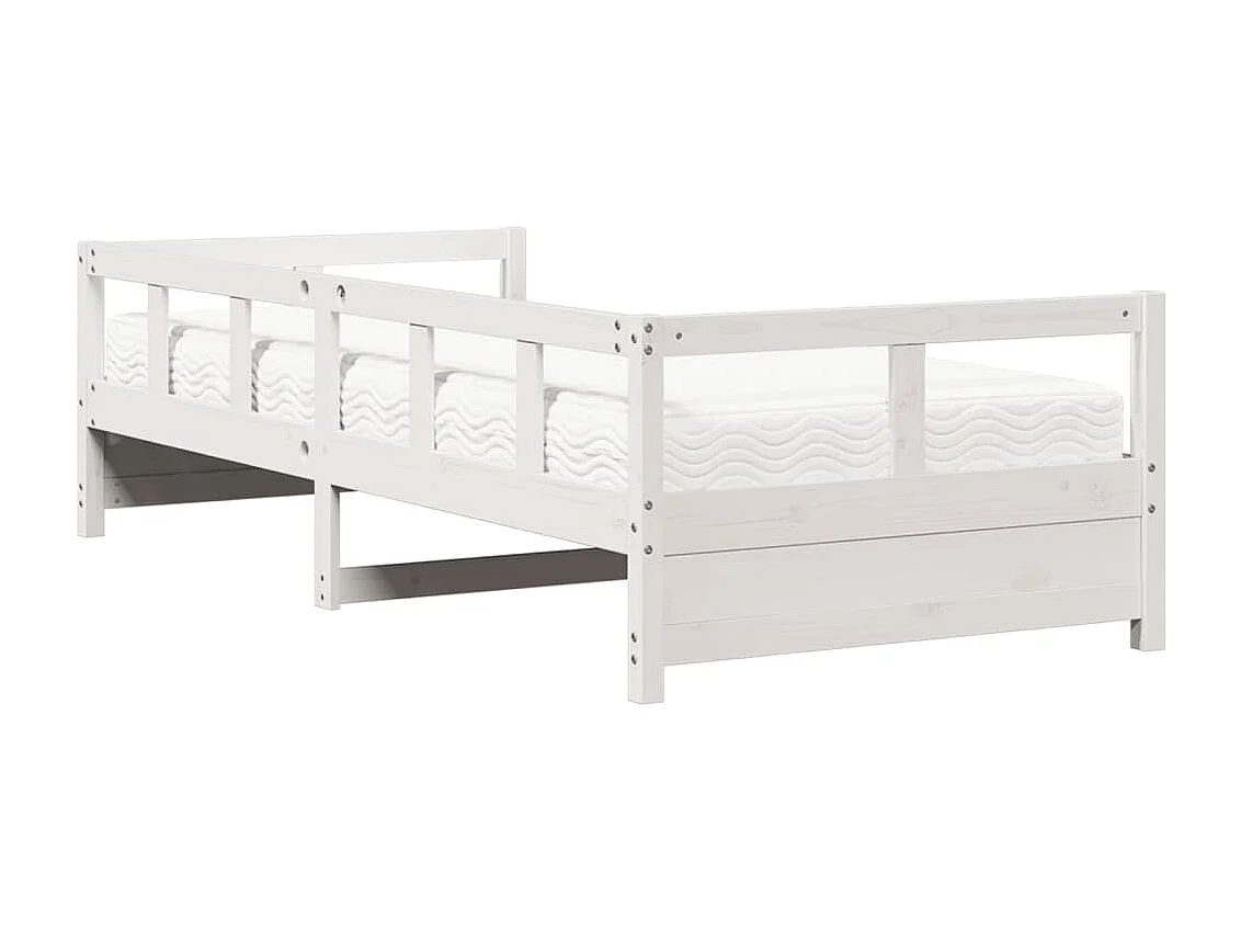 Slaapbank met matras 90x200 cm massief grenenhout wit