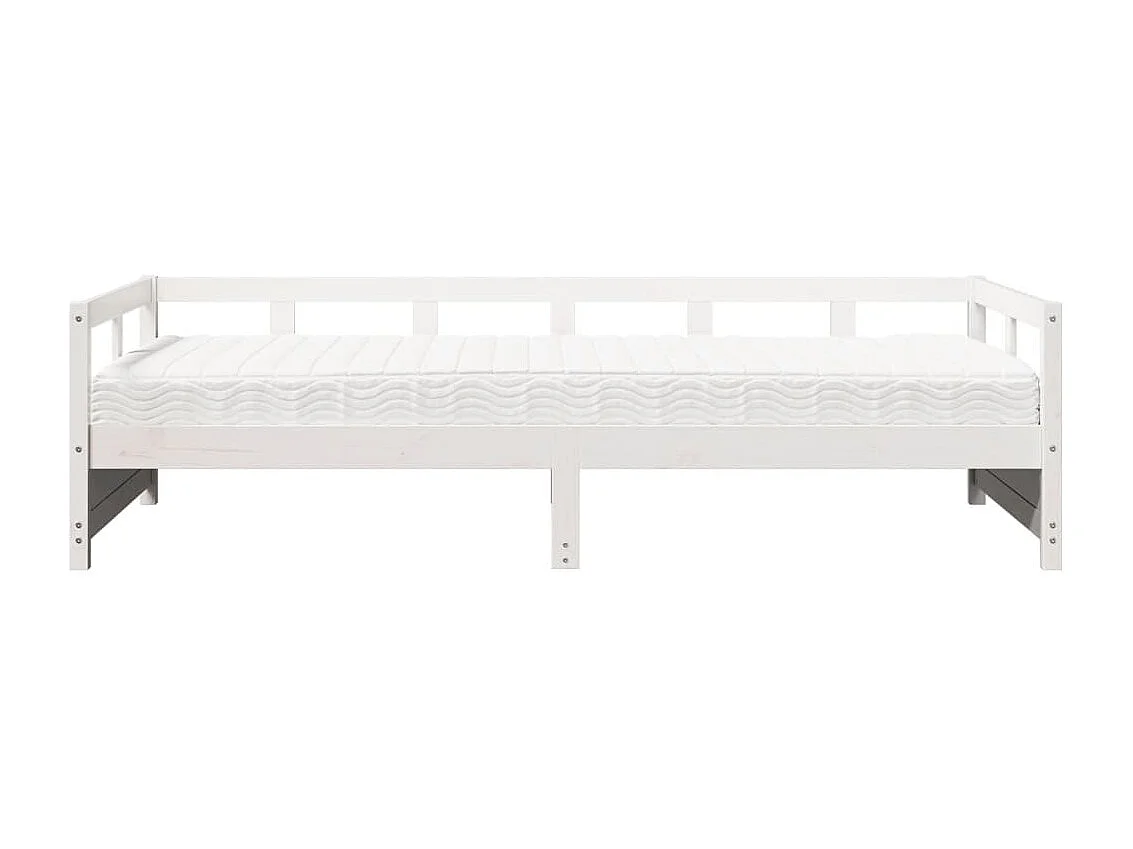 Slaapbank met matras 90x200 cm massief grenenhout wit