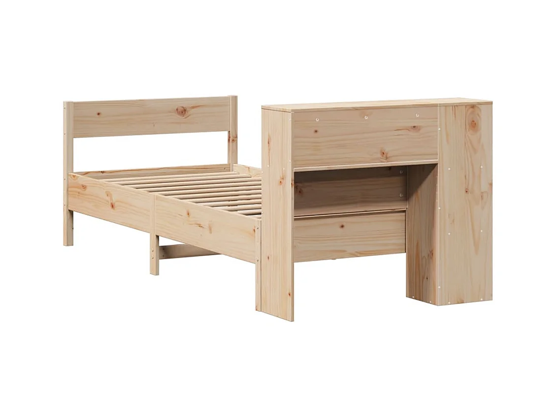 Cama con estantería sin colchón madera maciza de pino 90x190 cm