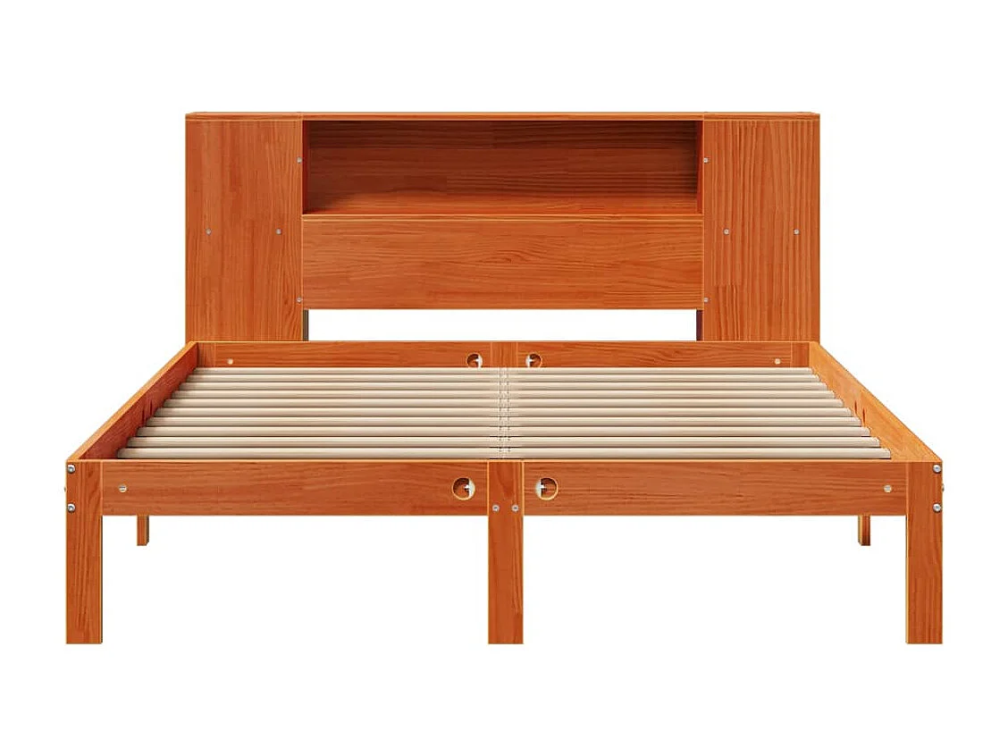 Bed met boekenkastukkenzonder matras grenenhout wasbruin 120x200 cm