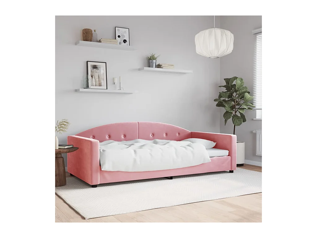 Slaapbank 100x200 cm fluweel roze