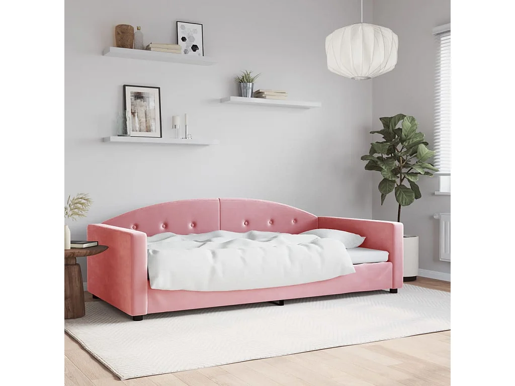 Sofá cama terciopelo rosa 100x200 cm