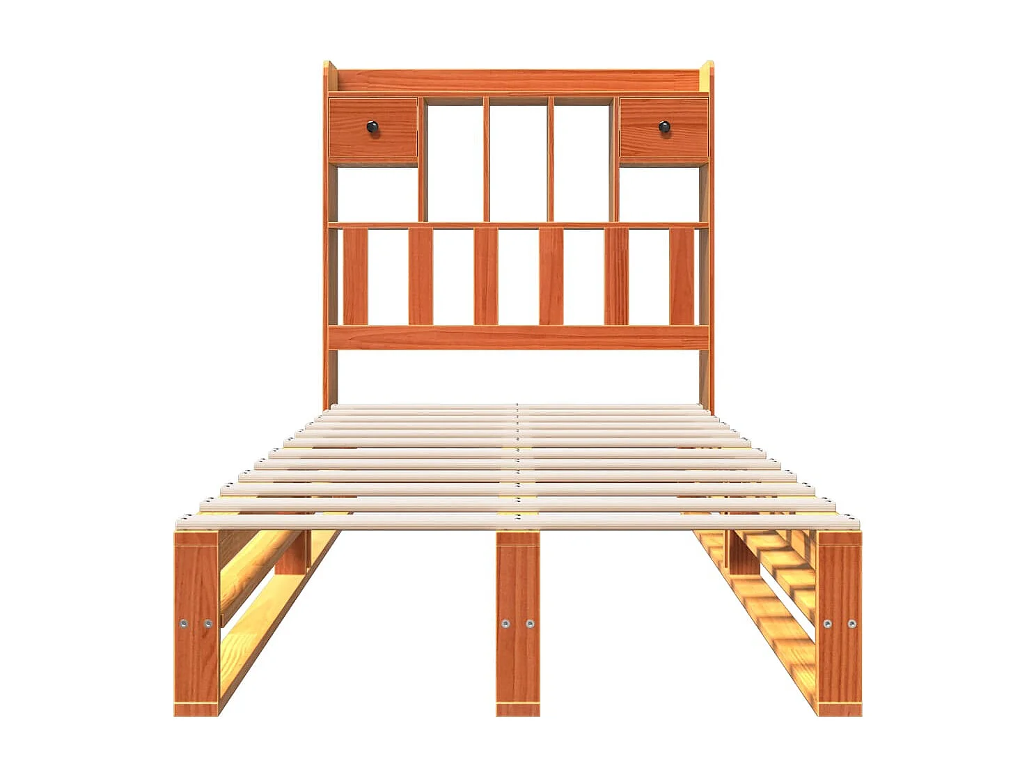 Bed met boekenkastukkenzonder matras grenenhout wasbruin 100x200 cm