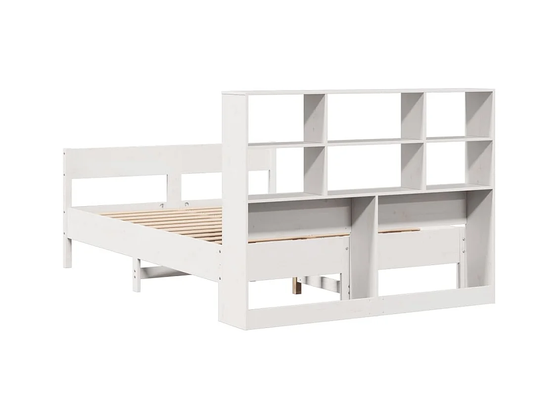 Bed met boekenkast zonder matras grenenhout wit 160x200 cm