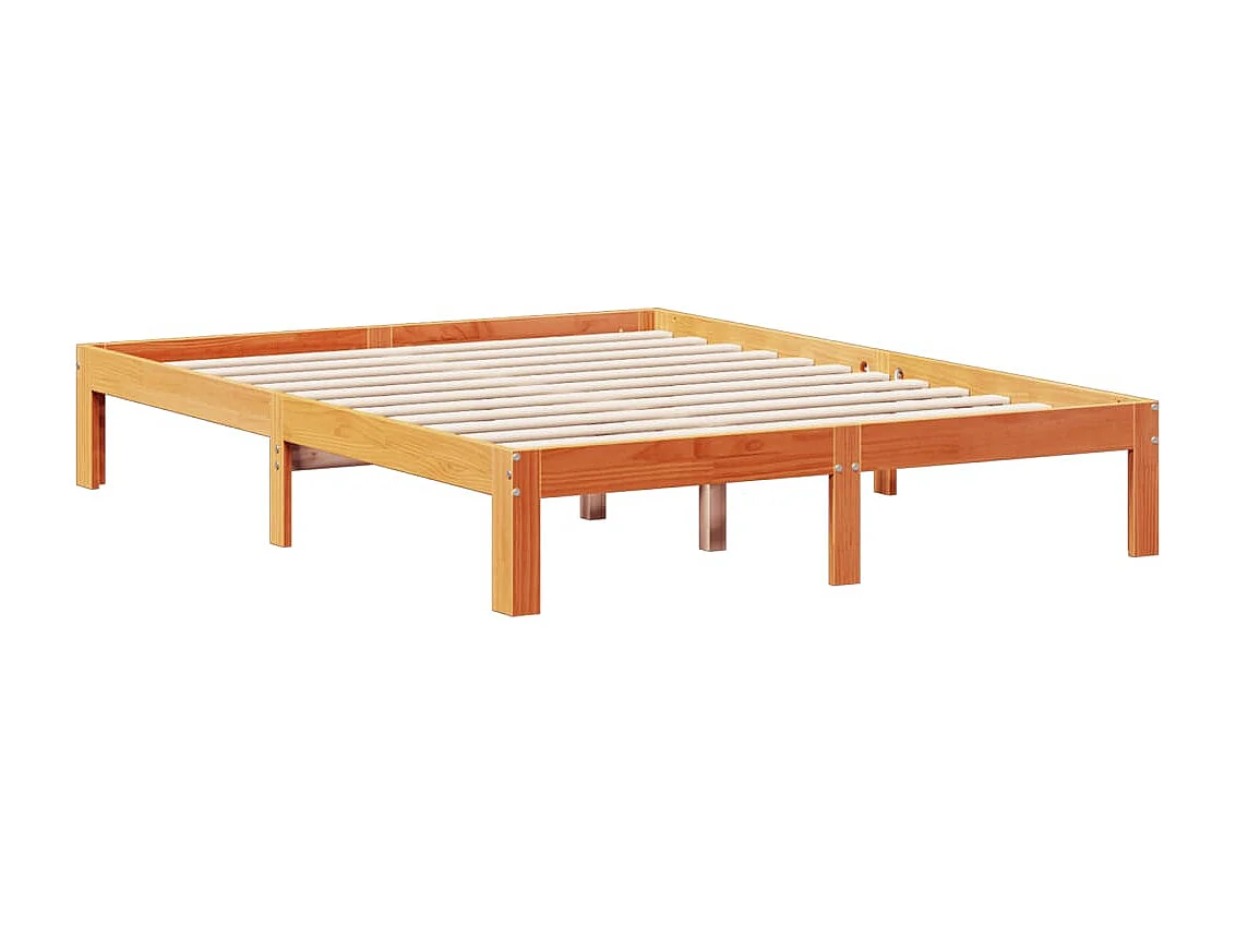 Bed met boekenkastukkenzonder matras grenenhout wasbruin 135x190 cm