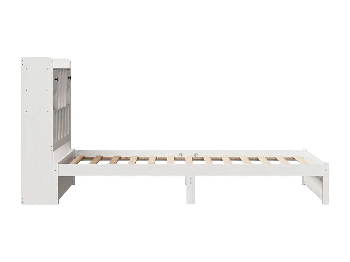 Cama con estantería sin colchón madera maciza blanca 75x190 cm